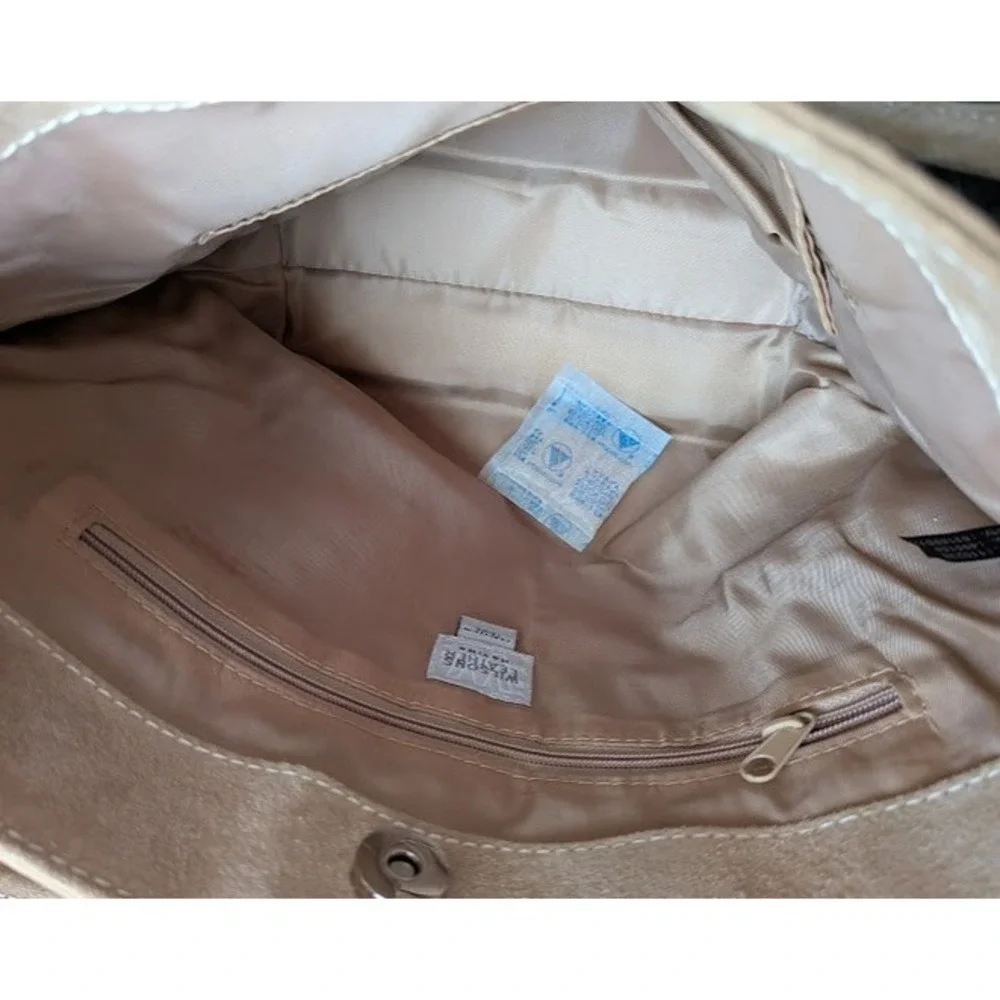 Wilsons Leather Maxima Tan Suede Soft Leather Purse Shoulder Bag Timeless Staple